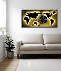 METSY METSYMetal Laser Cut(World Map with analogue clock) Wall Hanging world map attached analogue clock with LED Strip Lighting(Bomb White Shade)(4x2) feet, Gorgeous lookings