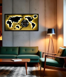 METSY METSYMetal Laser Cut(World Map with analogue clock) Wall Hanging world map attached analogue clock with LED Strip Lighting(Bomb White Shade)(4x2) feet, Gorgeous lookings