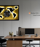 METSY METSYMetal Laser Cut(World Map with analogue clock) Wall Hanging world map attached analogue clock with LED Strip Lighting(Bomb White Shade)(4x2) feet, Gorgeous lookings