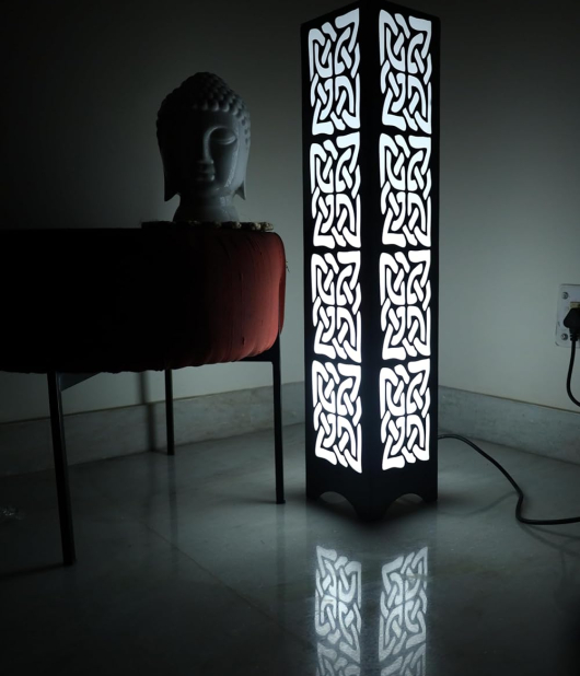 METSY Designer Laser Cut Floor Lamp Metal Floor Lamps for Living Room Corner | Corner Floor Lamp | Column Floor Lamp | Floor Lamps for Home Decoration with Light led