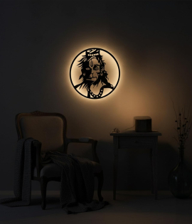 METSY Lord Hanuman Metal Wall Decor for Temple, Pooja Room, Living Room &amp; Office | Wall Sculptures | Wall Hanging Art | Modern Wall Decorative Art with LED light(46 * 46 Cm)