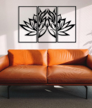 METSY Metal Lotus Flower Wall Art Black for Home/Bedroom/Office/Hallways etc | Metal Wall Art | Wall Decor Items With Attractive Looks(L70cm x B 108cm)