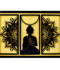 METSY Stylish Metal Buddha Wall Art Golden (75x110 cm) for Home/Bedroom/Office/Hallways etc | Metal Wall Art | Wall Decor Items for decoration Wall Art. (Frame Black)
