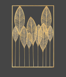 METSY Metal Leaf Long Panel Wall Decor Art Golden in Rectangular Shape for Home & Office/Bedroom/Office/Hallways etc | Metal Wall Art | Wall Decor Items(110x75)