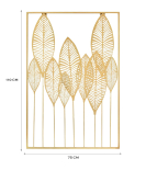 METSY Metal Leaf Long Panel Wall Decor Art Golden in Rectangular Shape for Home & Office/Bedroom/Office/Hallways etc | Metal Wall Art | Wall Decor Items(110x75)