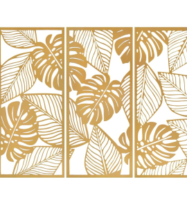 METSY Stylish Metal Leaf Panel Wall Art Decor Golden in Rectangular(64L x 84W Centimeters) Shape for Home/Bedroom/Office/Hallways etc | Metal Wall Art | Wall Decor Items