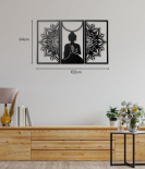 METSY Home Decor Buddha Mandala Metal Art | Wall Hanging Wall Arts for Home | Buddha Frames for Wall Modern Art | (Set of 3) | (102x64cm) | Made of Metal(1.2mm) | Scratch & Rust Resistant