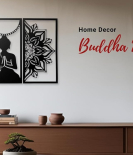 METSY Home Decor Buddha Mandala Metal Art | Wall Hanging Wall Arts for Home | Buddha Frames for Wall Modern Art | (Set of 3) | (102x64cm) | Made of Metal(1.2mm) | Scratch & Rust Resistant