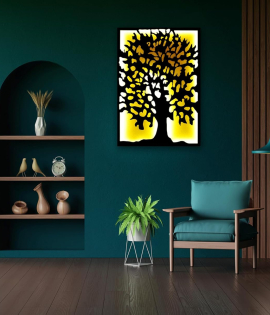 METSY Metal Tree Wall Art (86.5x60 cm) Black &amp; Golden for Home/Bedroom/Office/Hallways etc | Metal Wall Art | Wall Decor Items With Natural Theam
