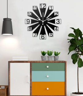 METSY Metal Wall Clock Numerical Design | Metal Wall Art Clock Decor for Living Room | Wall Hangings for Home Decoration | Size: 30 x 30 cm | Precise Laser Cutting &amp; Black Powder Coated