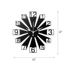METSY Metal Wall Clock Numerical Design | Metal Wall Art Clock Decor for Living Room | Wall Hangings for Home Decoration | Size: 30 x 30 cm | Precise Laser Cutting & Black Powder Coated