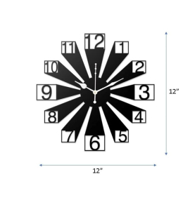 METSY Metal Wall Clock Numerical Design | Metal Wall Art Clock Decor for Living Room | Wall Hangings for Home Decoration | Size: 30 x 30 cm | Precise Laser Cutting &amp; Black Powder Coated