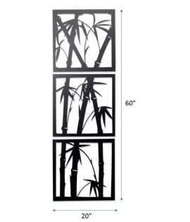 METSYSet of 3 Bamboo Tree Metal Wall Hangings(12x12 inches) each &amp; Precise Laser Cut (1.2mm)&amp; Black Powder Coated