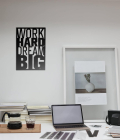 METSYWork Hard Dream Big Motivational Wall Art for Office, Hallway, Conference Room Matte Black Powder Coated(433x300) mm