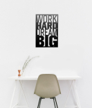 METSYWork Hard Dream Big Motivational Wall Art for Office, Hallway, Conference Room Matte Black Powder Coated(433x300) mm