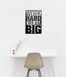 METSYWork Hard Dream Big Motivational Wall Art for Office, Hallway, Conference Room Matte Black Powder Coated(433x300) mm