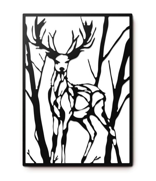 METSY Forest Deer Metal Laser Cut Wall Hanging with LED Lighting | Exquisite Wildlife Art for Your Home | 645 x 450mm