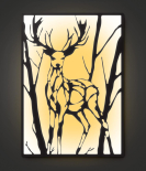 METSY Forest Deer Metal Laser Cut Wall Hanging with LED Lighting | Exquisite Wildlife Art for Your Home | 645 x 450mm
