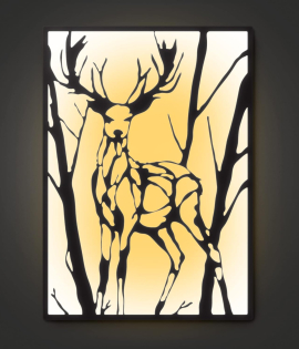 METSY Forest Deer Metal Laser Cut Wall Hanging with LED Lighting | Exquisite Wildlife Art for Your Home | 645 x 450mm