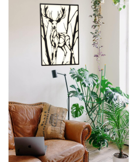 METSY Forest Deer Metal Laser Cut Wall Hanging with LED Lighting | Exquisite Wildlife Art for Your Home | 645 x 450mm