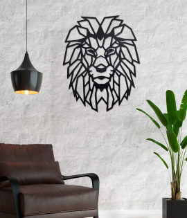 METSY Wall Decor Graphical Lion Face Art | Metal Wall Art | Wall Hangings for Home Decoration | (48x38cm) Crafted with Laser Cutting, Black Powder Coated For Living room, Bedroom, Hallways