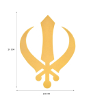 METSY Metal Golden Sikh Religious Symbol Khanda 3D Acrylic(31cmx24cm) Wall Hanging Decor Items For Room/Living Room/Bedroom/Office/Home | Metal Wall Art | Wall Decor Items