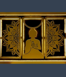 METSY Stylish Metal Buddha Wall Art Golden (75x110 cm) for Home/Bedroom/Office/Hallways etc | Wall Decor Items for decoration Wall Art. (Frame Black) (Golden)