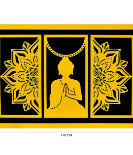 METSY Stylish Metal Buddha Wall Art Golden (75x110 cm) for Home/Bedroom/Office/Hallways etc | Wall Decor Items for decoration Wall Art. (Frame Black) (Golden)