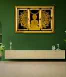 METSY Stylish Metal Buddha Wall Art Golden (75x110 cm) for Home/Bedroom/Office/Hallways etc | Wall Decor Items for decoration Wall Art. (Frame Black) (Golden)