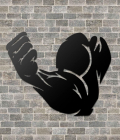METSY Graphical Bicep Wall Art for Gym Lovers,(38x25cm),Made of 1.2mm Metal Sheet, Crafted with Laser Cutting, Black Powder Coated, For Living room, Kid's Room, Bedroom, Hallway