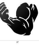 METSYGraphical Bicep Wall Art for Gym Lovers,(38x25cm),Made of 1.2mm Metal Sheet, Crafted with Laser Cutting, Black Powder Coated, For Living room, Kid's Room, Bedroom, Hallway