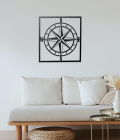 METSY Big Compass Metal Wall Art Laser Cut Black | Metal Art Wall Decor | Wall Hangings for Home Decoration | Decorative Items for Home Living Room