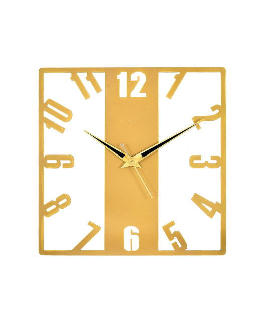 METSY Metal Laser Cut Numerical Analogue Art Wall Clock Black & White for Home and Office | Metal Wall Art | Decor Items (Rectangular)