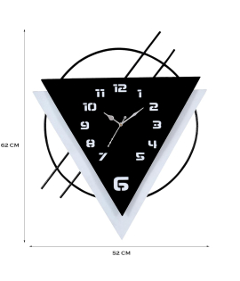 METSY Metal Laser Cut Numerical Analogue Triangle Wall Clock, Wall Decor Watch for Home Office Decor and Gifts | Wall Clock for Home Hall Living Bedroom | Decorative Wall (Black Roman).