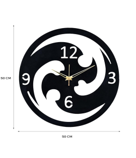 METSY Metal Laser Cut Numerical Analogue Art Wall Hanging Clock Black &amp; White for Home and Office | Decor Items (Analogue Wheel Art Round Wall Clock)