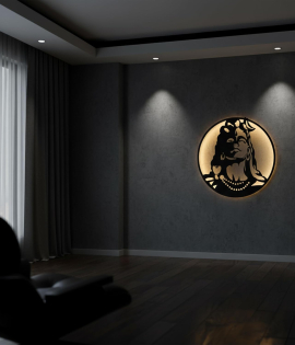 METSY Metal Shankar Ji Wall Decor Art with LED light|Stylish Wall Decorative Items for Living room, Bed Roon Dining room &amp; Office | Wall Sculptures | Modern Wall Decorative Art (46Cm * 46Cm)