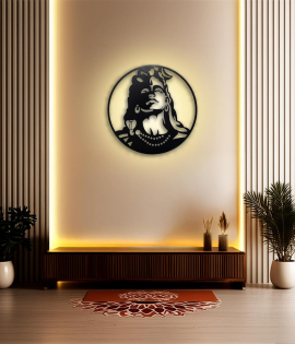 METSY Metal Shankar Ji Wall Decor Art with LED light|Stylish Wall Decorative Items for Living room, Bed Roon Dining room &amp; Office | Wall Sculptures | Modern Wall Decorative Art (46Cm * 46Cm)