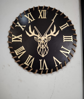 METSY Metal Luxury Deer Head Round Wall Clock, Wall Watch, Wall Decor for Home Office Hall Decor and Gifts | Silent Quartz Decorative Wall (Black Roman)