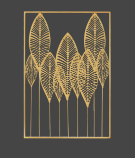 METSY Metal Leaf Long Panel Wall Decor Art Golden in Rectangular Shape for Home &amp; Office/Bedroom/Office/Hallways etc | Metal Wall Art | Wall Decor Items