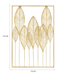 METSY Metal Leaf Long Panel Wall Decor Art Golden in Rectangular Shape for Home & Office/Bedroom/Office/Hallways etc | Metal Wall Art | Wall Decor Items