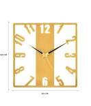 METSY Metal Laser Cut Numerical Analogue Square Wall Hanging Clock Golden | Metal Wall Art | Decor Items