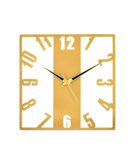 METSY Metal Laser Cut Numerical Analogue Square Wall Hanging Clock Golden | Metal Wall Art | Decor Items
