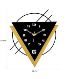 METSY Metal Laser Cut Numerical Analogue Art Wall Clock Black & White for Home and Office | Metal Wall Art | Decor Items (Triangle)