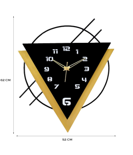 METSY Metal Laser Cut Numerical Analogue Art Wall Clock Black &amp; White for Home and Office | Metal Wall Art | Decor Items (Triangle)