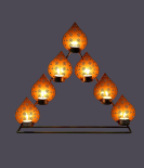 METSY Stylish Metal Cutting Edge Candle Light Holder Leaf in Rectangular Shape | Metal Art | Home Decor Items (Golden Triangular)