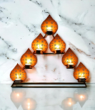 METSY Stylish Metal Cutting Edge Candle Light Holder Leaf in Rectangular Shape | Metal Art | Home Decor Items (Golden Triangular)