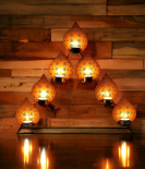 METSY Stylish Metal Cutting Edge Candle Light Holder Leaf in Rectangular Shape | Metal Art | Home Decor Items (Golden Triangular)