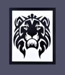 METSY Stunning Wall Decor, Graphical Lion Face Art Black Powder Coated Finish - Perfect for Living Room, Kid's Room, Bedroom, Hallway (Bomb White Shade) | Wall Decor Items