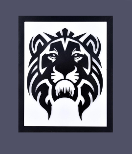 METSY Stunning Wall Decor, Graphical Lion Face Art Black Powder Coated Finish - Perfect for Living Room, Kid's Room, Bedroom, Hallway (Bomb White Shade) | Wall Decor Items