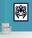 METSY Stunning Wall Decor, Graphical Lion Face Art Black Powder Coated Finish - Perfect for Living Room, Kid's Room, Bedroom, Hallway (Bomb White Shade) | Wall Decor Items